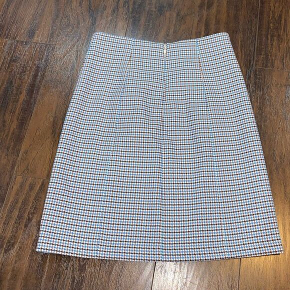 NWT VERONICA BEARD Beekman Check Button Mini Skirt in Beige Multi Size 0 - Picture 4 of 8
